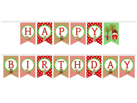 Little Red Riding Hood Birthday ribbon banner