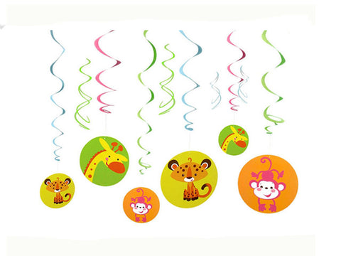 Fisher Price Jungle Animals Baby Shower Hanging Swirl Decorations
