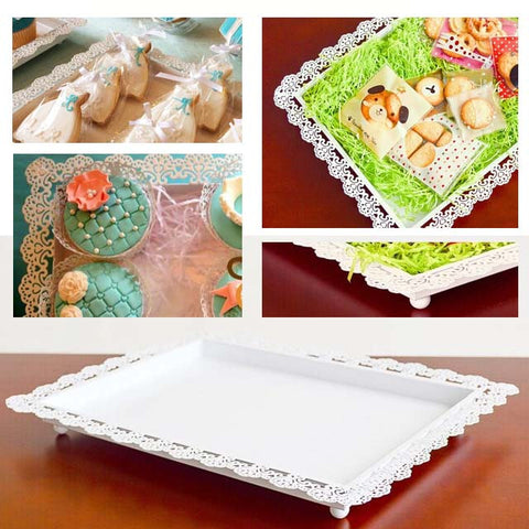 Lace Edged Tin Tray