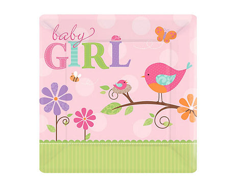 Tweet Girl Baby Shower 10-inch paper plates (8 ct)