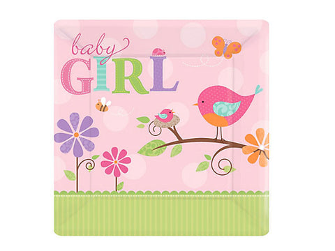 Tweet Girl Baby Shower 10-inch paper plates (8 ct)