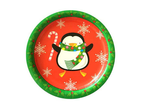 Holiday Penguins 7-inch paper plates (8 ct)
