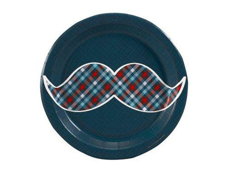 Preppy Stache 7-inch paper plates (8 ct)