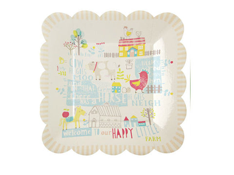 Happy Little Farm 8-inch paper plates (12 ct)