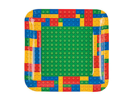 Blocks Party 9-inch paper plates (8 ct)