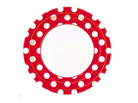 Red Polka Dots 9-inch paper plates (8 ct)