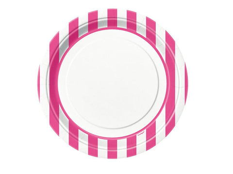 Candy Pink Stripes 9-inch paper plates (8 ct)