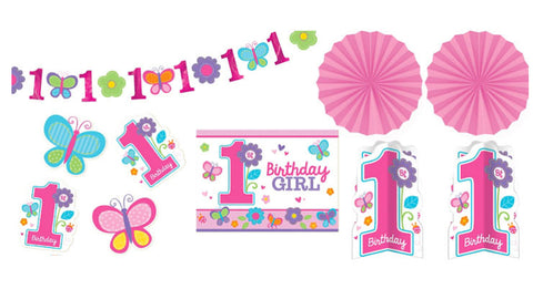 Butterflies and Flowers 1st Birthday Decorating Kit