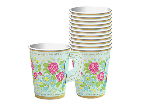 Floral Tea Party Paper Cups with Handles(8 ct)