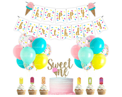 Ice Cream Sprinkles 1st Birthday Decorating Kit