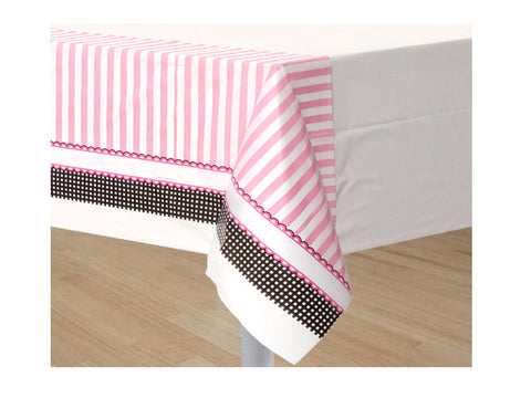 Pink Stripes and Black Gingham Table Cover