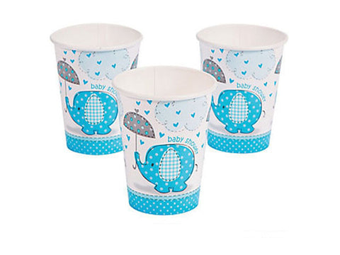 Umbrellaphants Blue Baby Shower Paper Cups (8 ct)