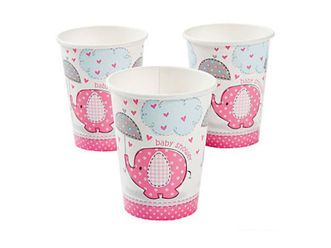 Umbrellaphants Pink Baby Shower Paper Cups (8 ct)