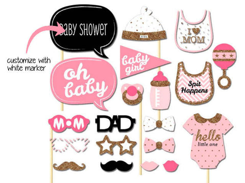 Girl Baby Shower Photo Booth prop sticks