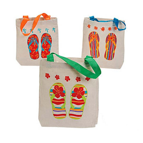 Flip Flops Canvass Tote Bags (8 ct)