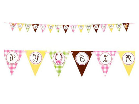 Pink Cowgirl Birthday Pennant Banner