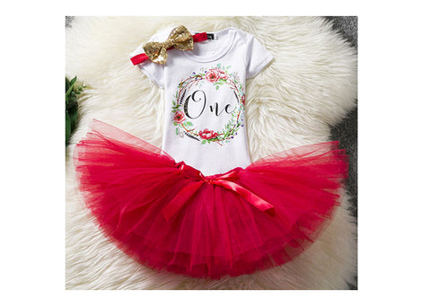 First Birthday One Wreath Two-Piece Tutu Set (click for more colors)
