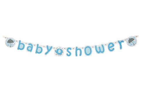 Umbrellaphants Blue Baby Shower Jointed Banner