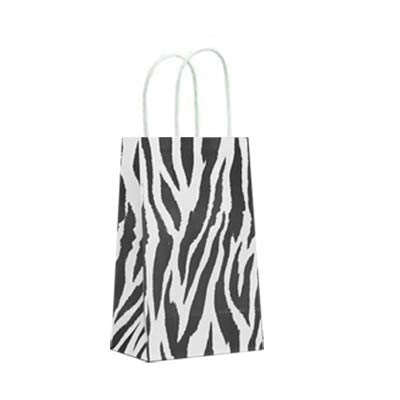Zebra Stripes paper bags - 10 ct - with handles